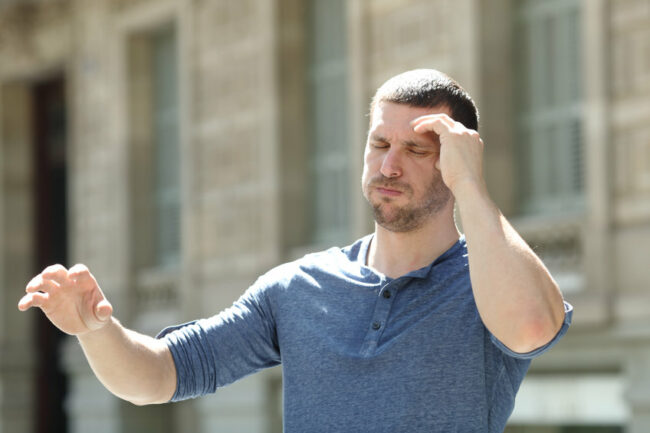 anxiety and dizziness Dizzy adult man with anxiety