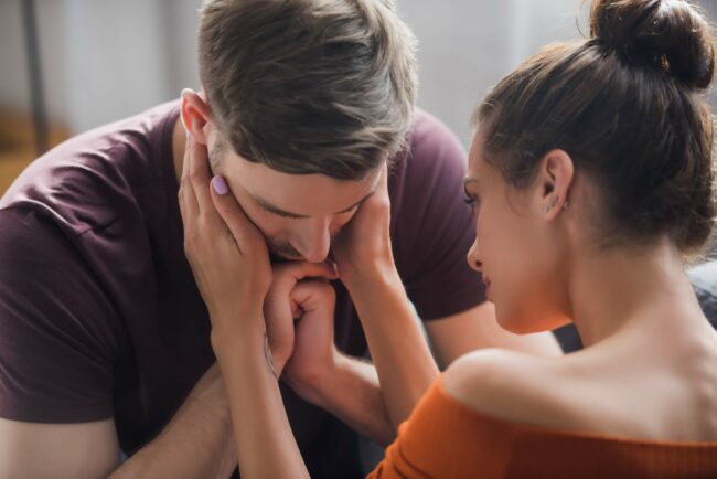 woman supporting her relationship partner who has depression