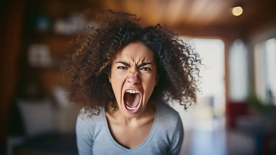 Woman experiencing anger as a secondary emotion