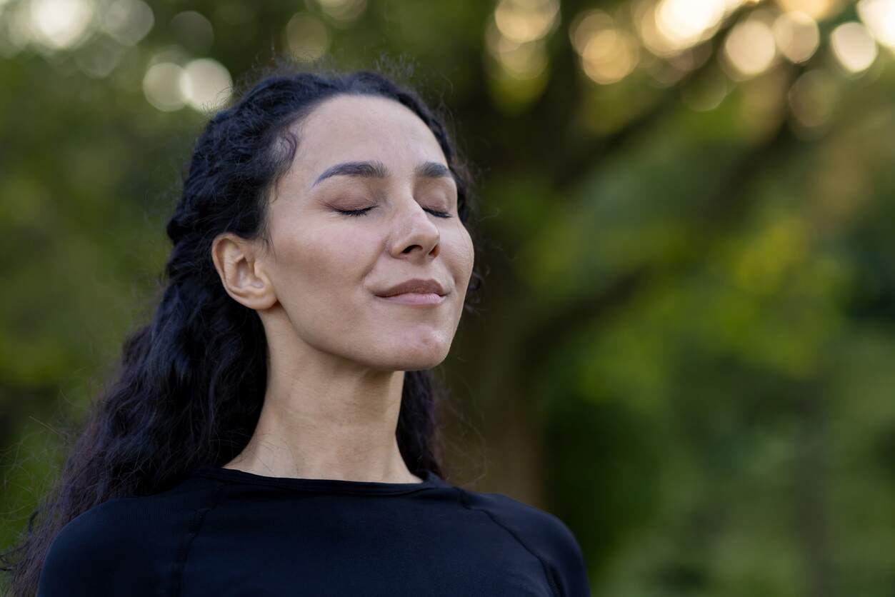 Woman doing mindfulness for anxiety