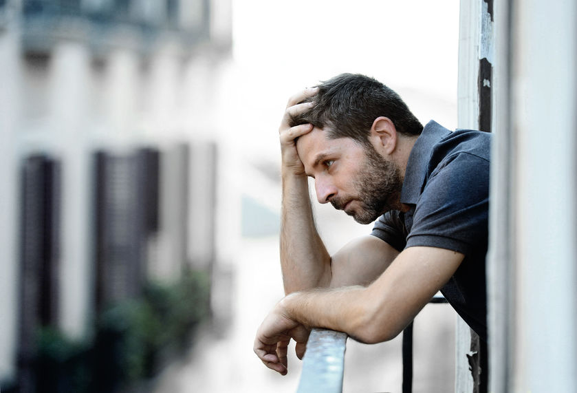 man thinking about using wise mind accepts skills from DBT